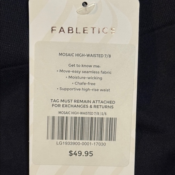 Fabletics Mosaic High Waisted 7/8 Black Leggings SZ Small - Picture 5 of 7